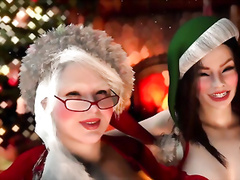 Mrs. Claus has fun with her Elf